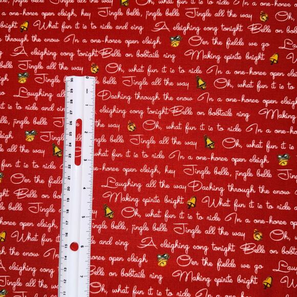 Red Christmas Jingle Bells Lyrics by Lindsay Wilkes - Riley Blake Designs - 1 Yd - Picture 4 of 7